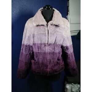 Gorgeous Designer Ombre Purple Check Sheared Beaver Fur Coat Jacket